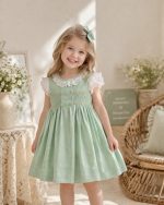 Mint Green Sleeveless Hand Smocked Girl Dress