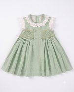Mint Green Sleeveless Hand Smocked Girl Dress