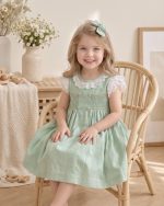 Mint Green Sleeveless Hand Smocked Girl Dress