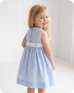 Blue Floral Sibling Matching Smocked Outfits