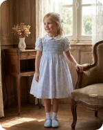 Blue Peter Pan Collar Smocked Dress