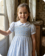 Blue Peter Pan Collar Smocked Dress