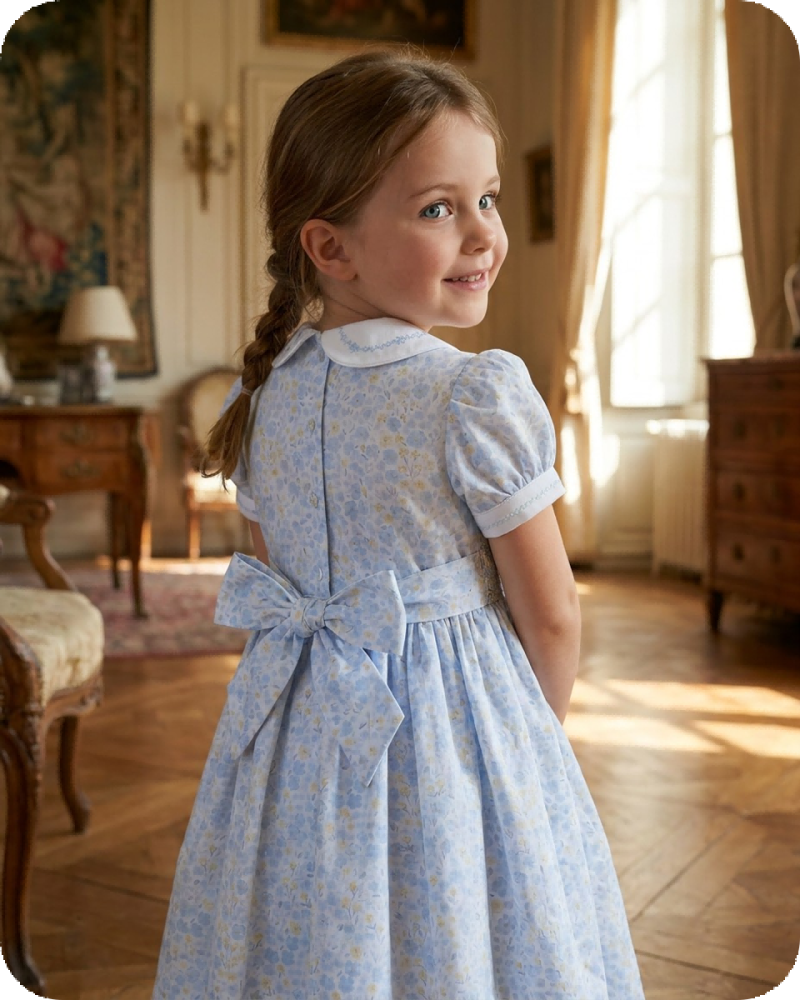 Blue Peter Pan Collar Smocked Dress