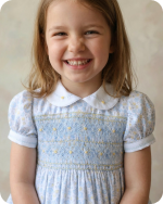 Blue Peter Pan Collar Smocked Dress