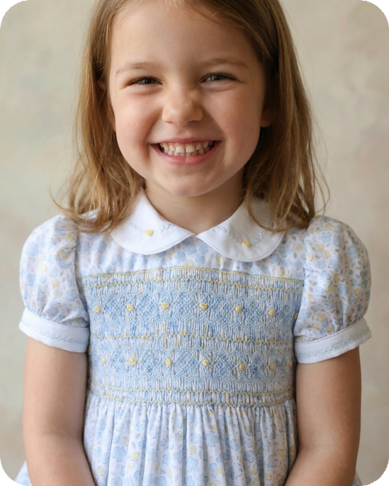 Blue Peter Pan Collar Smocked Dress