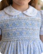 Blue Peter Pan Collar Smocked Dress