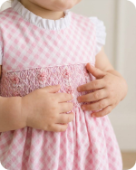 Pink Gingham Ruffle Hand-smocked Bubble