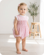 Pink Gingham Ruffle Hand-smocked Bubble