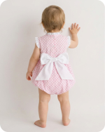 Pink Gingham Ruffle Hand-smocked Bubble