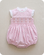 Pink Gingham Ruffle Hand-smocked Bubble