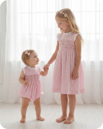 Pink Gingham Smocked  Sisters Matching Clothes