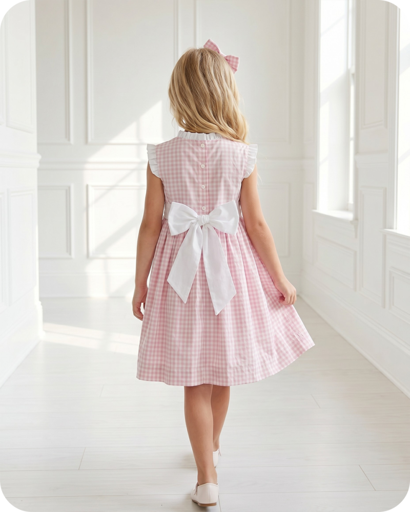 Pink Gingham Smocked  Sisters Matching Clothes