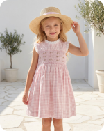 Pink Gingham Smocked  Sisters Matching Clothes
