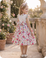 Rose Print Smocked Flower Girl Dress