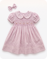 Soft Pink Dotted Hand Smocked Dress