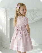 Soft Pink Dotted Hand Smocked Dress