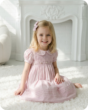 Soft Pink Dotted Hand Smocked Dress