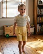 Sunshine Yellow Geometric Hand Smocked Set