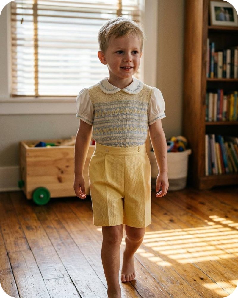 Sunshine Yellow Geometric Hand Smocked Set