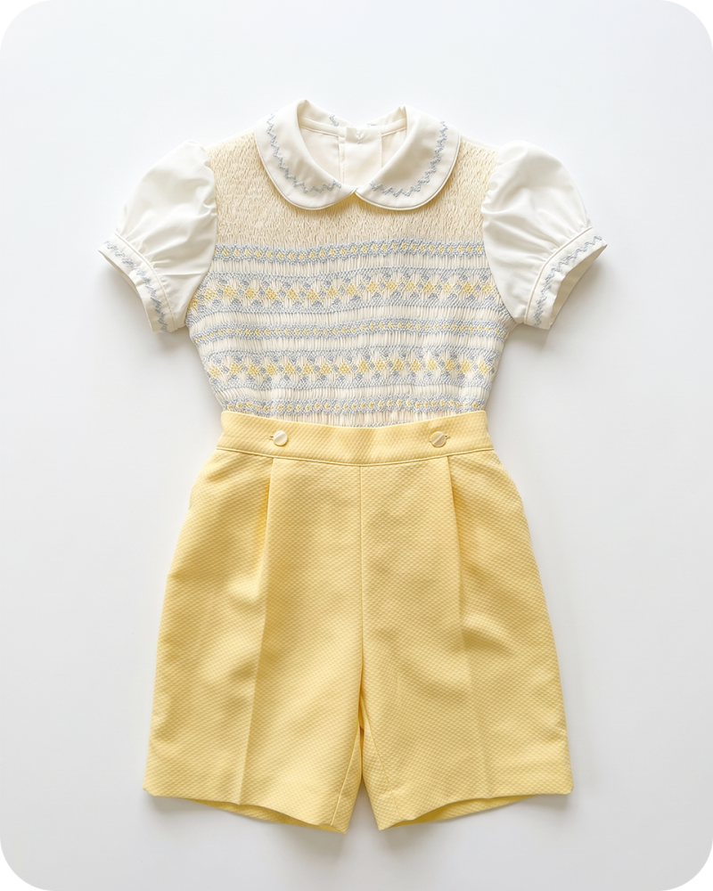 Sunshine Yellow Geometric Hand Smocked Set