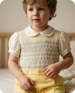 Sunshine Yellow Geometric Hand Smocked Set