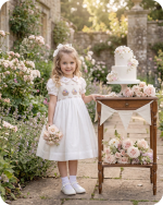 White Heirloom Smocked Dress with Flower Basket Embroidery