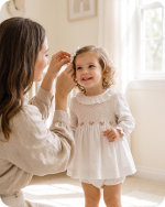 White Long Sleeve Smocked Baby Dress Set