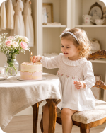 White Long Sleeve Smocked Baby Dress Set