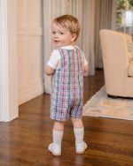 Apple Embroidered Plaid Smocked Jon Jon
