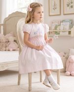 Castle Embroidered Princess Pink Smocked Dress