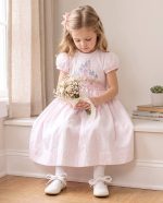 Castle Embroidered Princess Pink Smocked Dress
