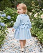 Classic Blue Peter Pan Collar Girls Smocked Dresses